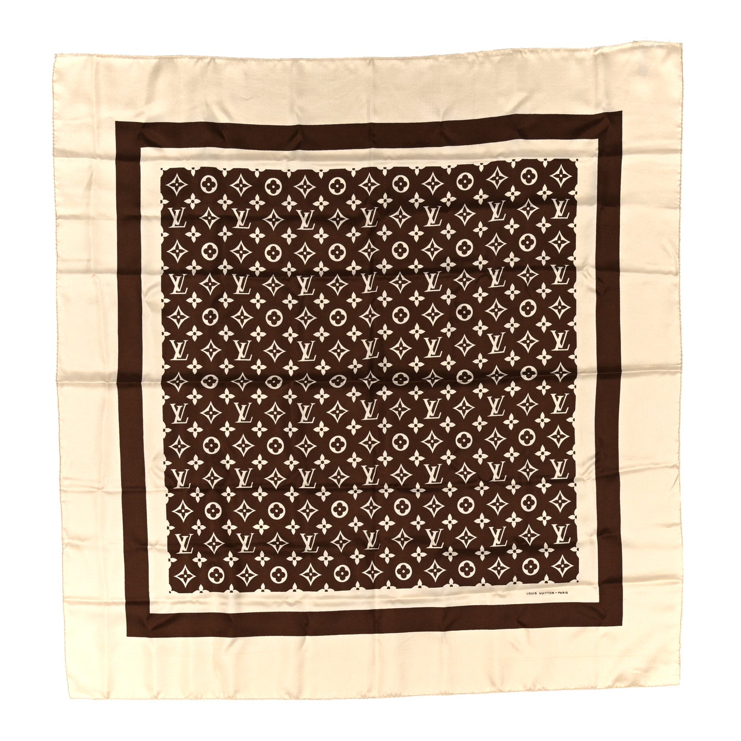 Silk Monogram Square Scarf Beige Brown