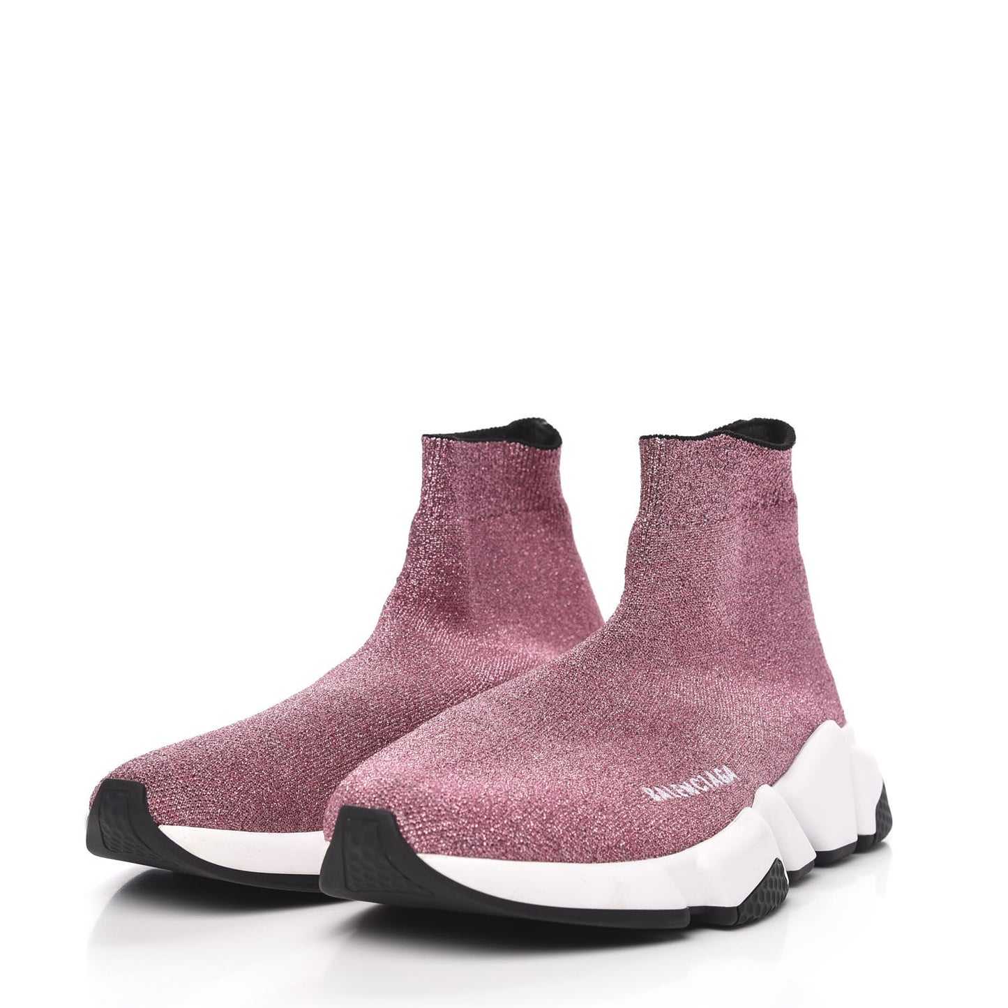 Laminated Knit Bi-Color Sole Womens Speed Sneakers 39 Pink White Black
