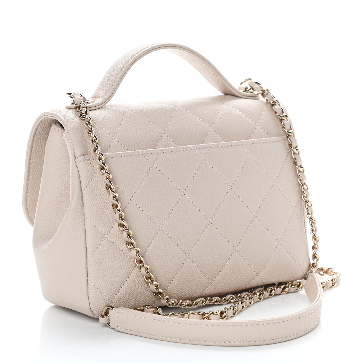 Caviar Quilted Small Business Affinity Flap Beige