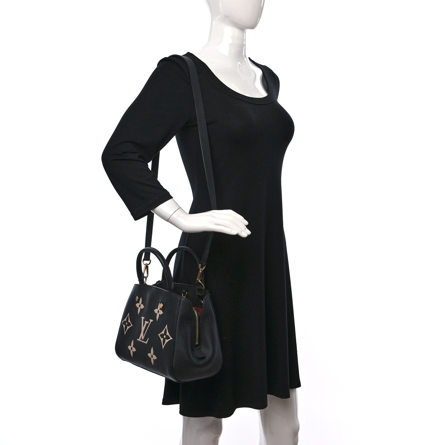 Louis Vuitton Empreinte Monogram Giant Montaigne BB Black Beige 2 of 8