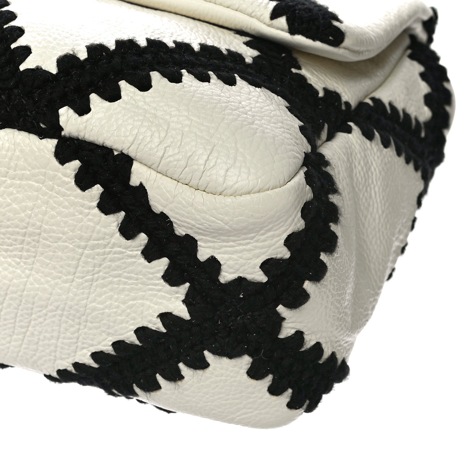 Chanel Calfskin Crochet Medium Chanel 19 Flap White Black 10 of 10