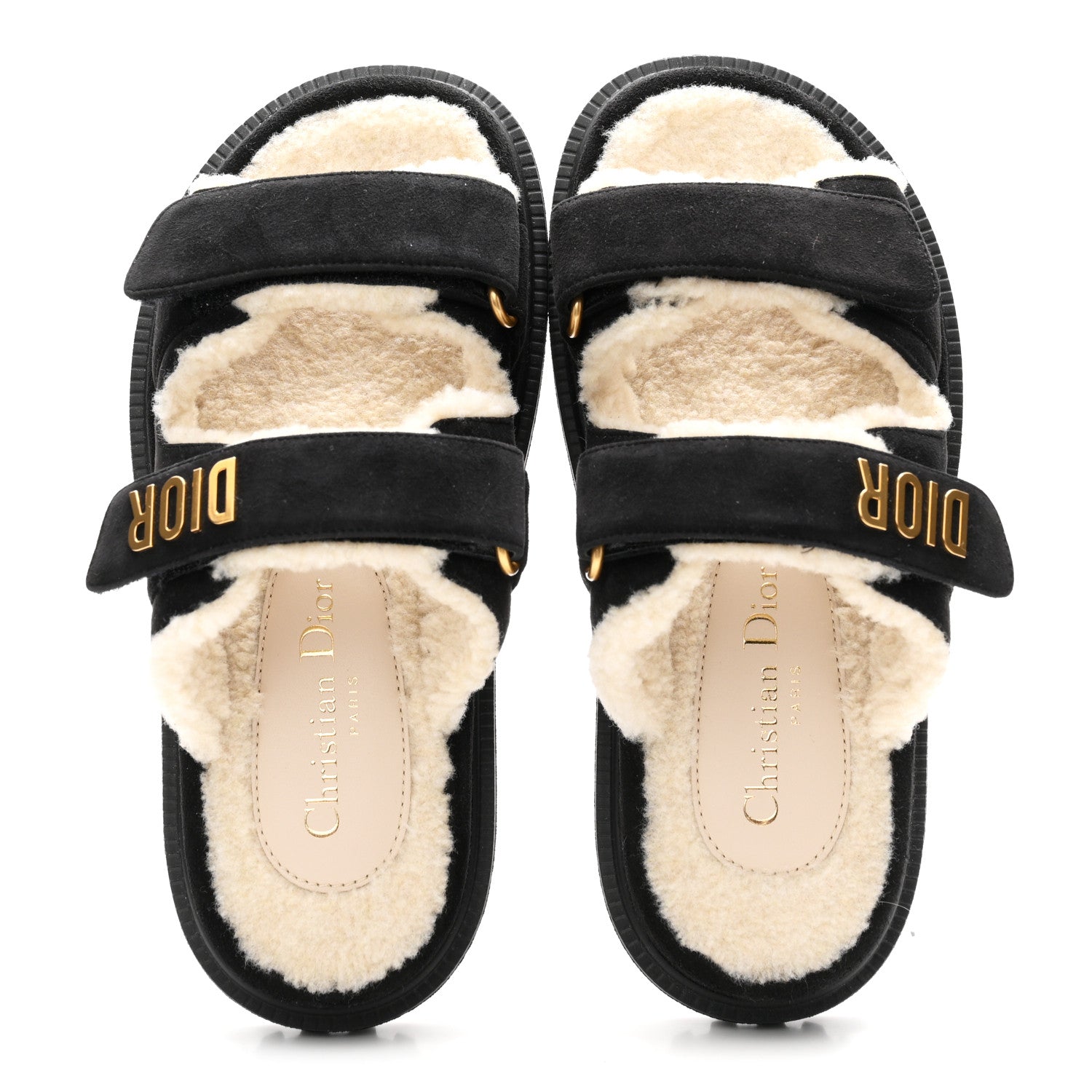 Christian Dior Suede Goatskin Shearling Effect Dioract 10mm Slide