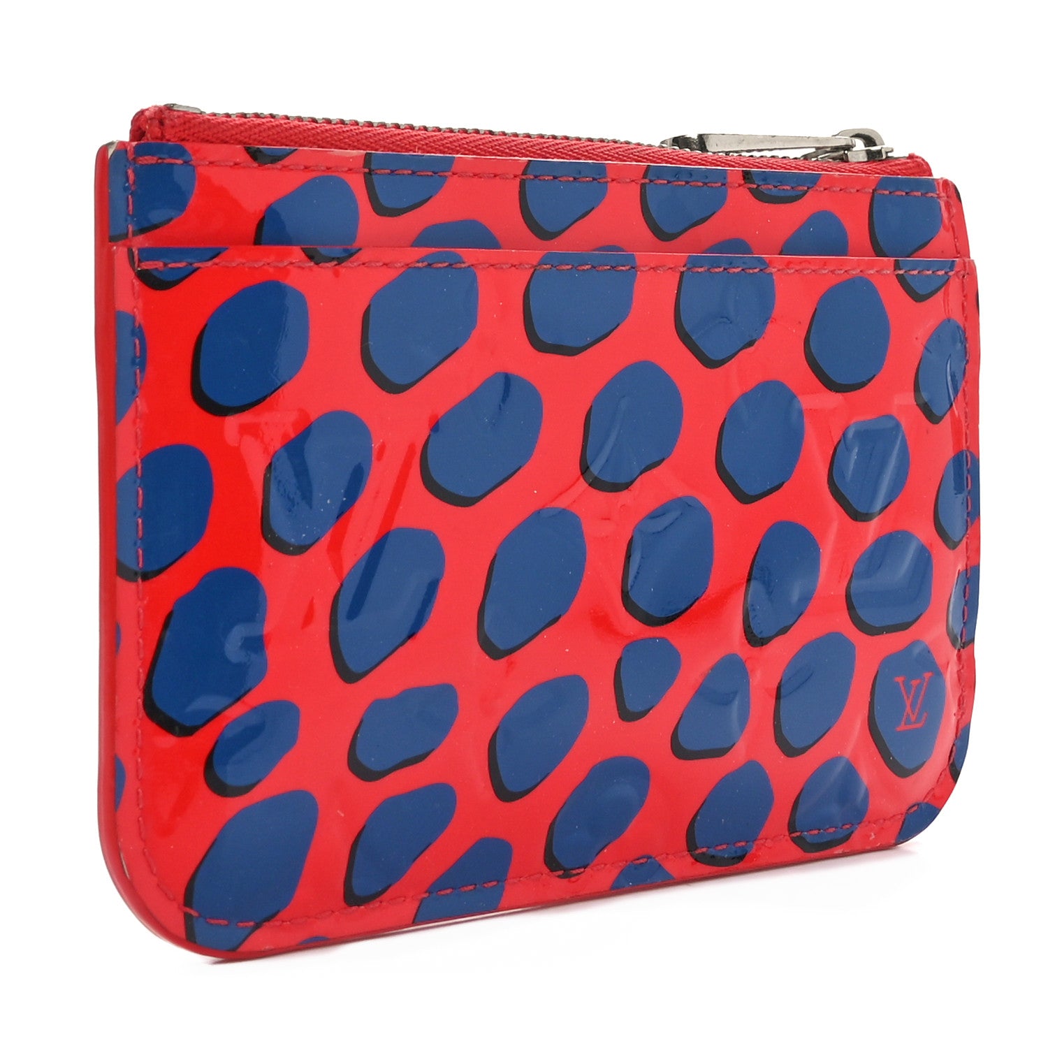 Louis Vuitton Vernis Jungle Dots Key Pouch Coquelicot Denim 3 of 7