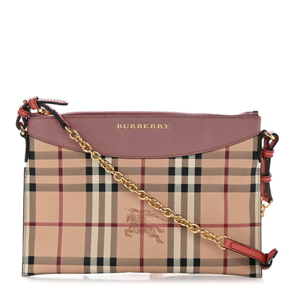 Burberry Haymarket Check Peyton Crossbody Clutch Bag Dusty Pink 1 of 13
