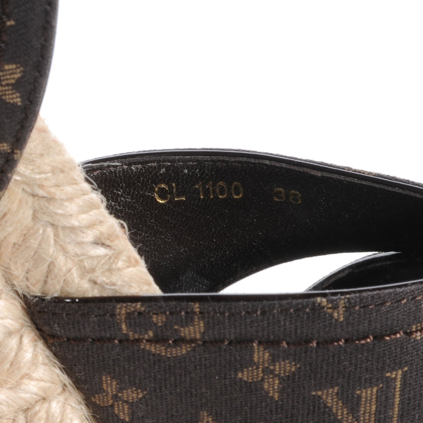 Monogram Idylle Majorca Espadrille Wedge Sandals 38 Fusain