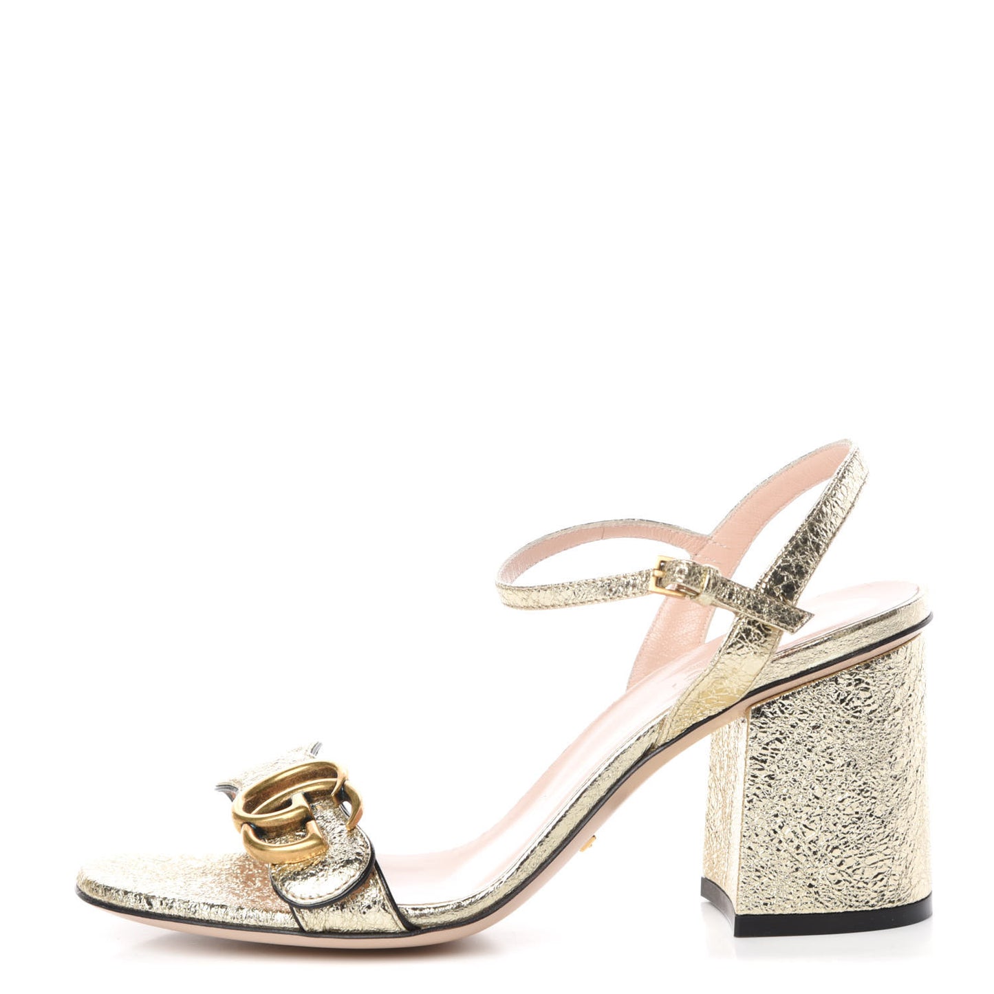 Galassia GG Marmont Ankle Wrap 75mm Sandals 36 Platino
