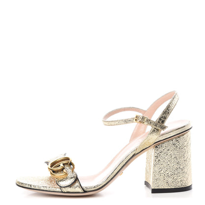 Gucci Galassia GG Marmont Ankle Wrap 75mm Sandals 36 Platino 1 of 9