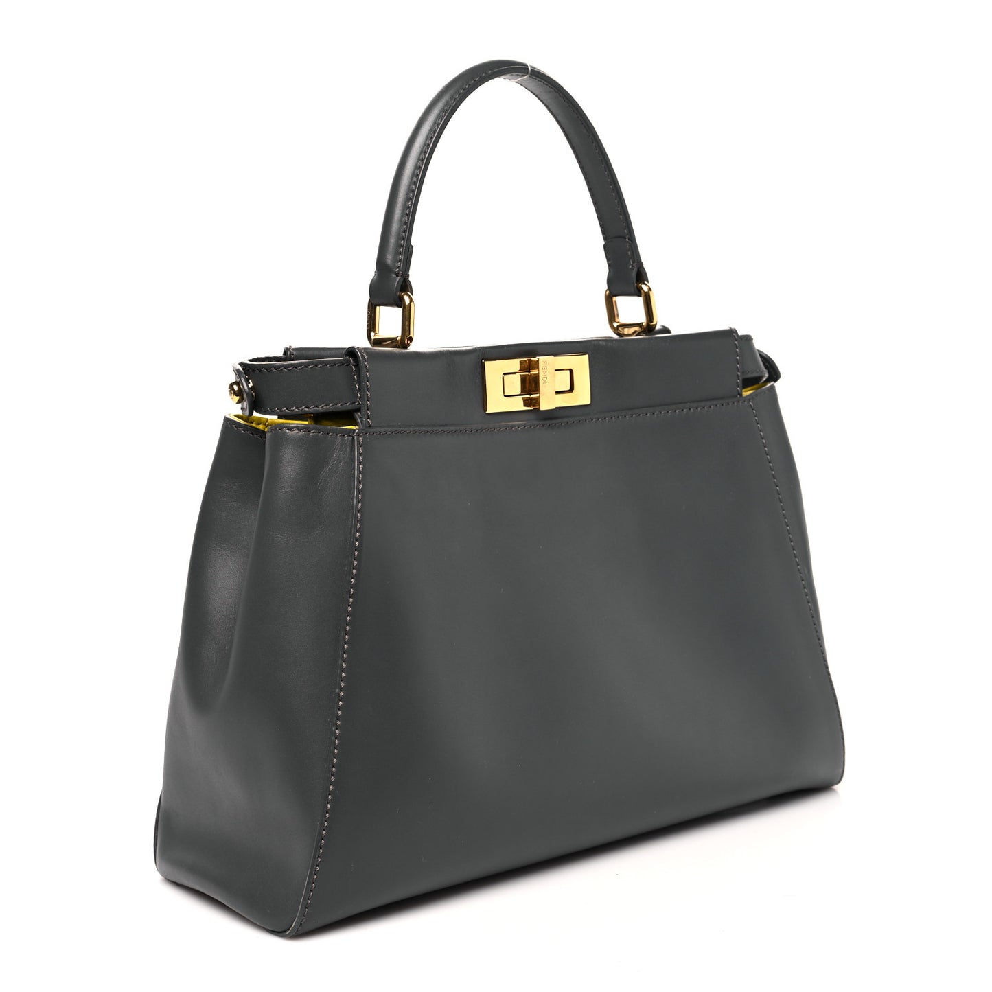 Vitello Morgan Shiny Nappa Medium Peekaboo Iconic Satchel Piombo Lime