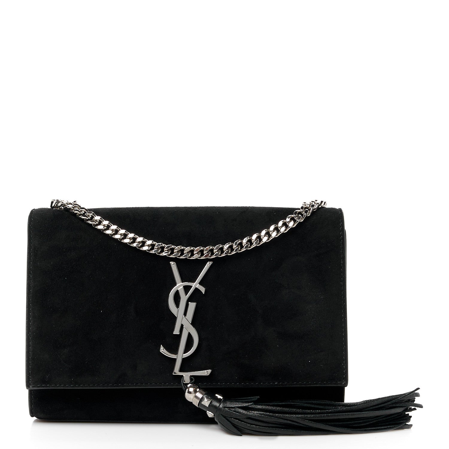 Saint Laurent Suede Medium Classic Monogram Kate Tassel Satchel Black 1 of 12
