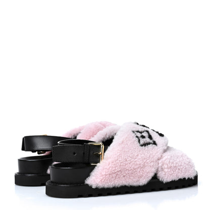 Louis Vuitton Shearling Calfskin Paseo Flat Comfort Sandal 39 Pink 4 of 8