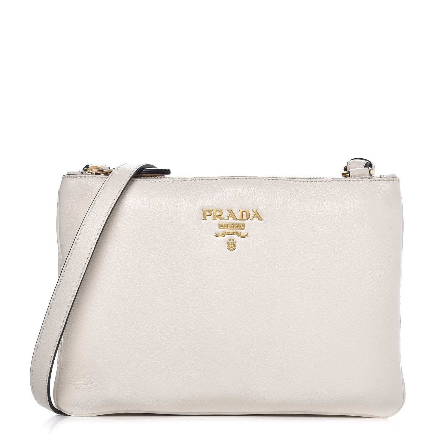 Vitello Phenix Double Zip Crossbody Bag Bianco
