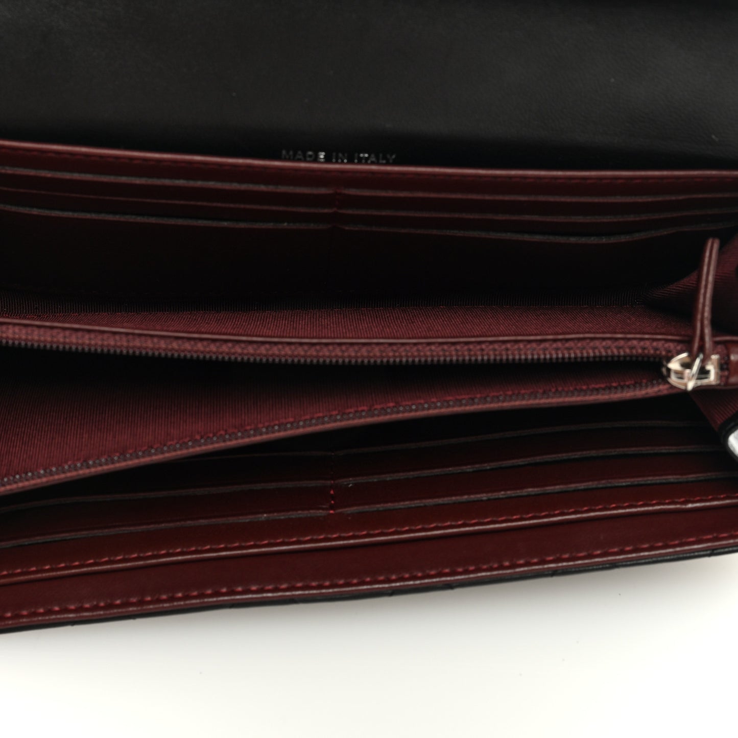 Lambskin Quilted Large Gusset Flap Wallet Black