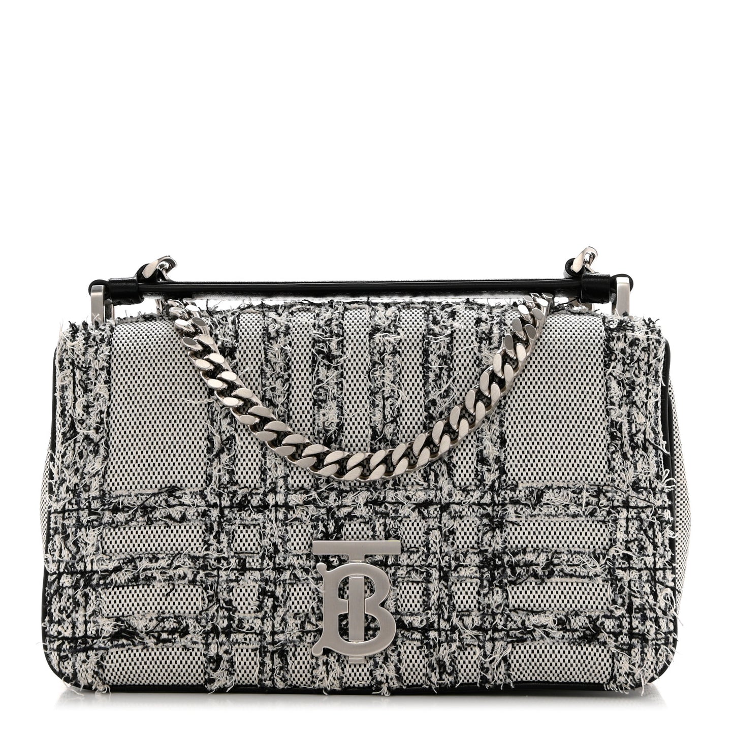 Lambskin Needle Punch Quilted Check Small Lola Bag White Black