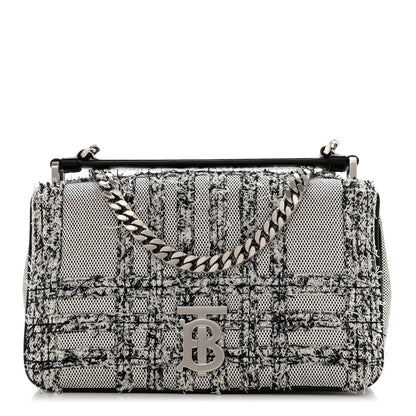 Burberry Lambskin Needle Punch Quilted Check Small Lola Bag White Black 1 of 10