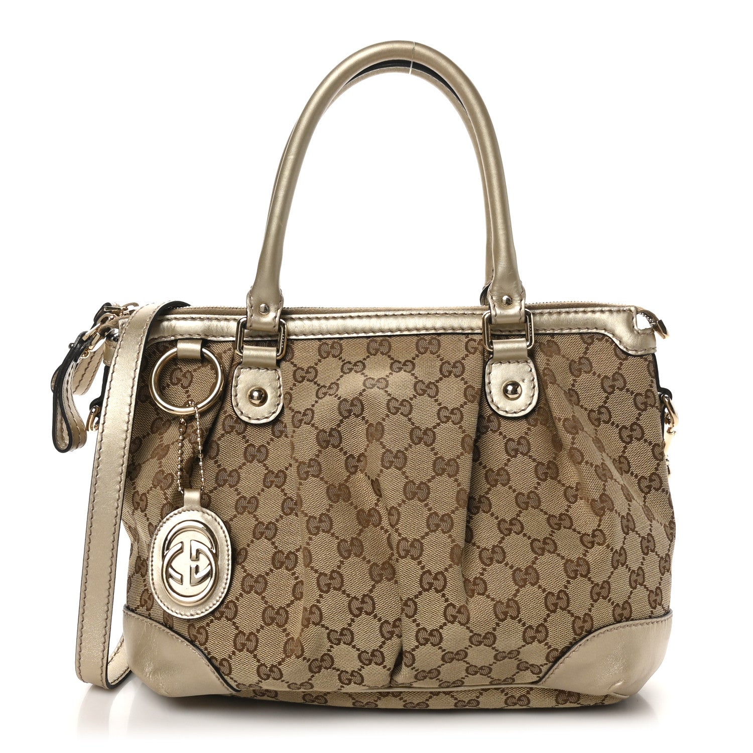 Gucci Monogram Medium Sukey Top Handle Gold 1 of 11