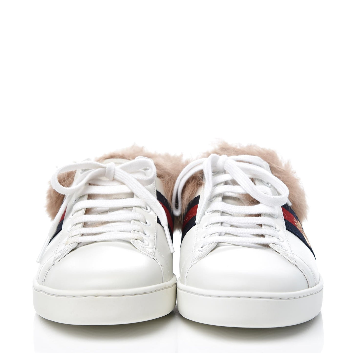 Calfskin Wool Web Bee Embroidered Womens Ace Sneakers 38 White