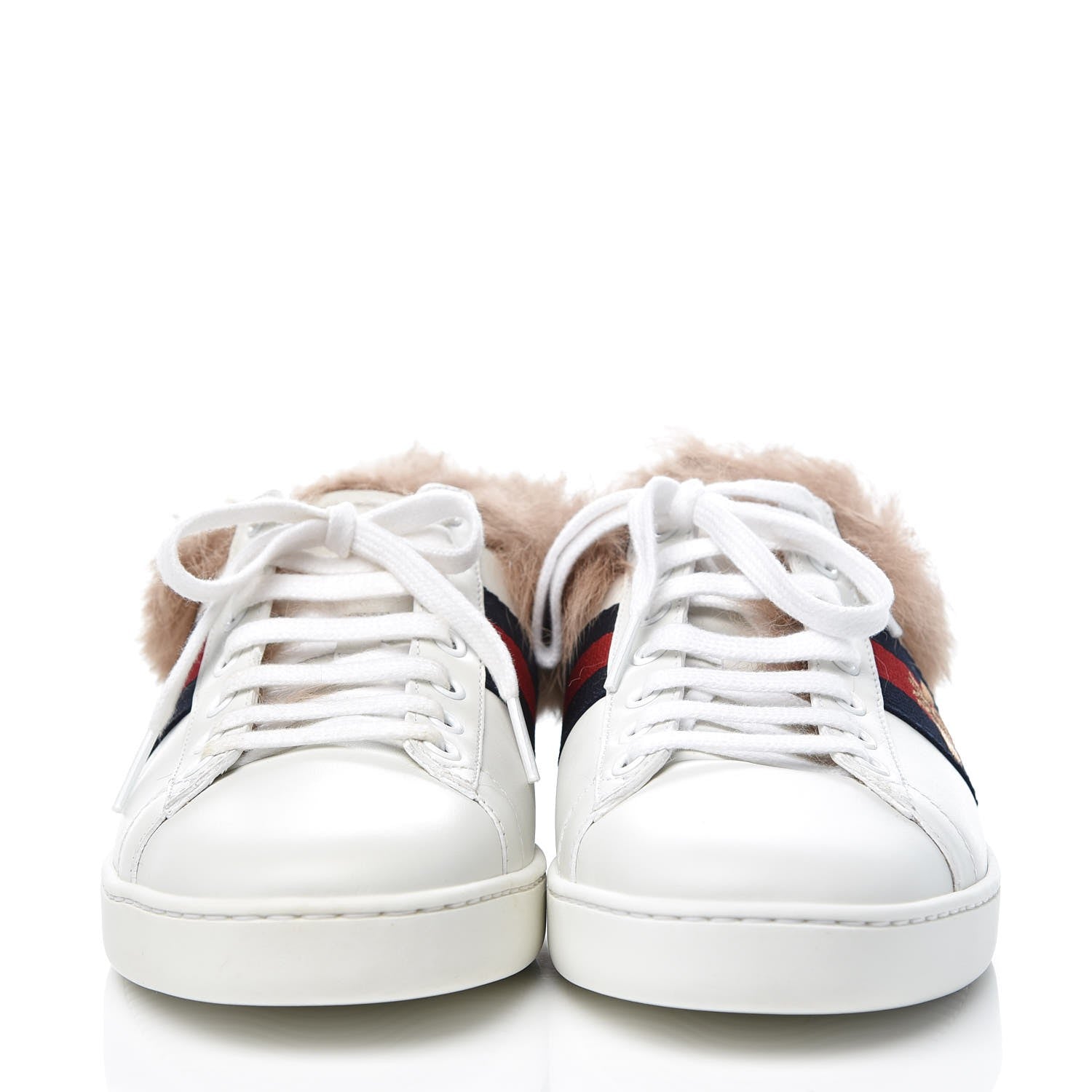 Gucci Calfskin Wool Web Bee Embroidered Womens Ace Sneakers 38 White 2 of 7