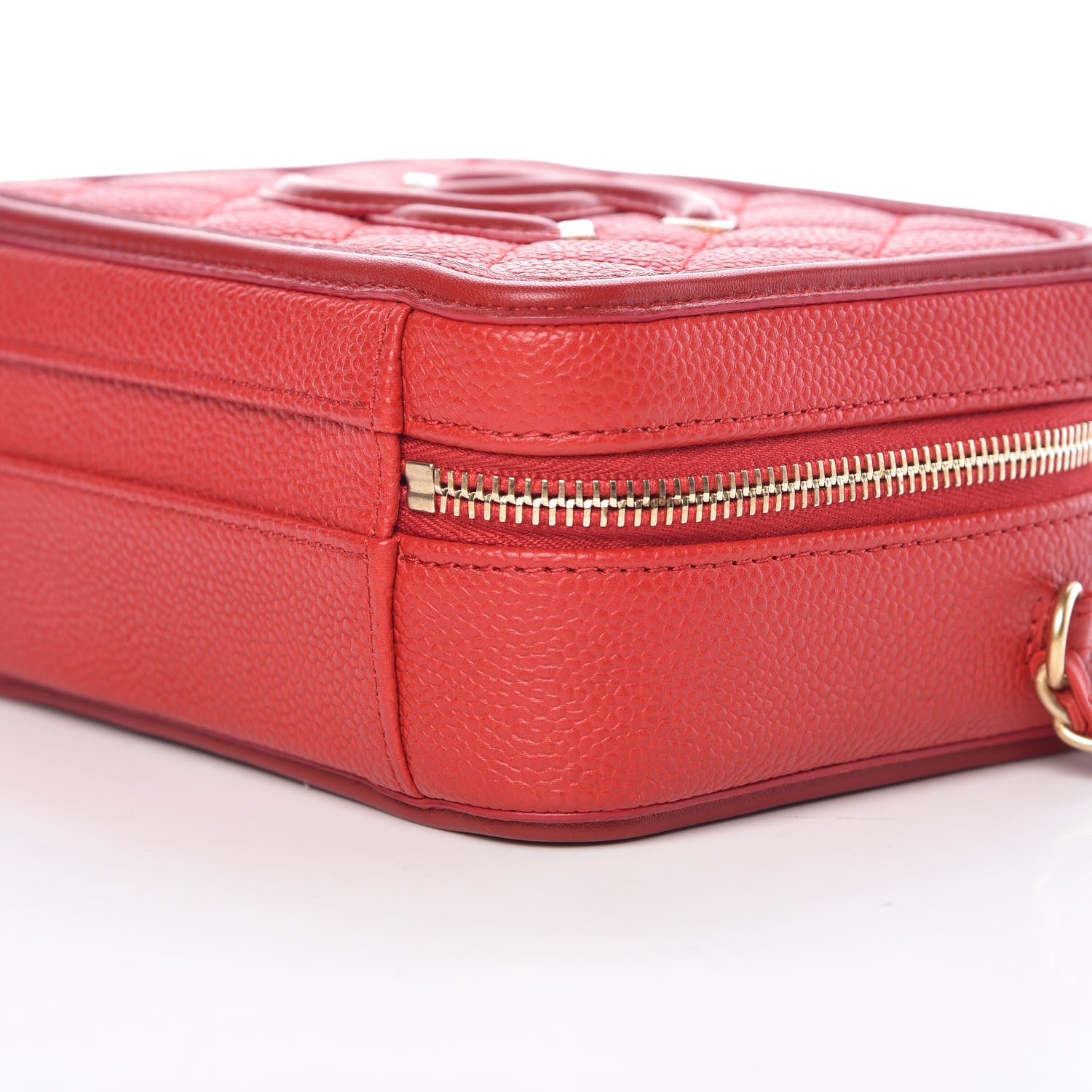 Chanel Caviar Quilted Small CC Filigree Vanity Case Red 9 of 9