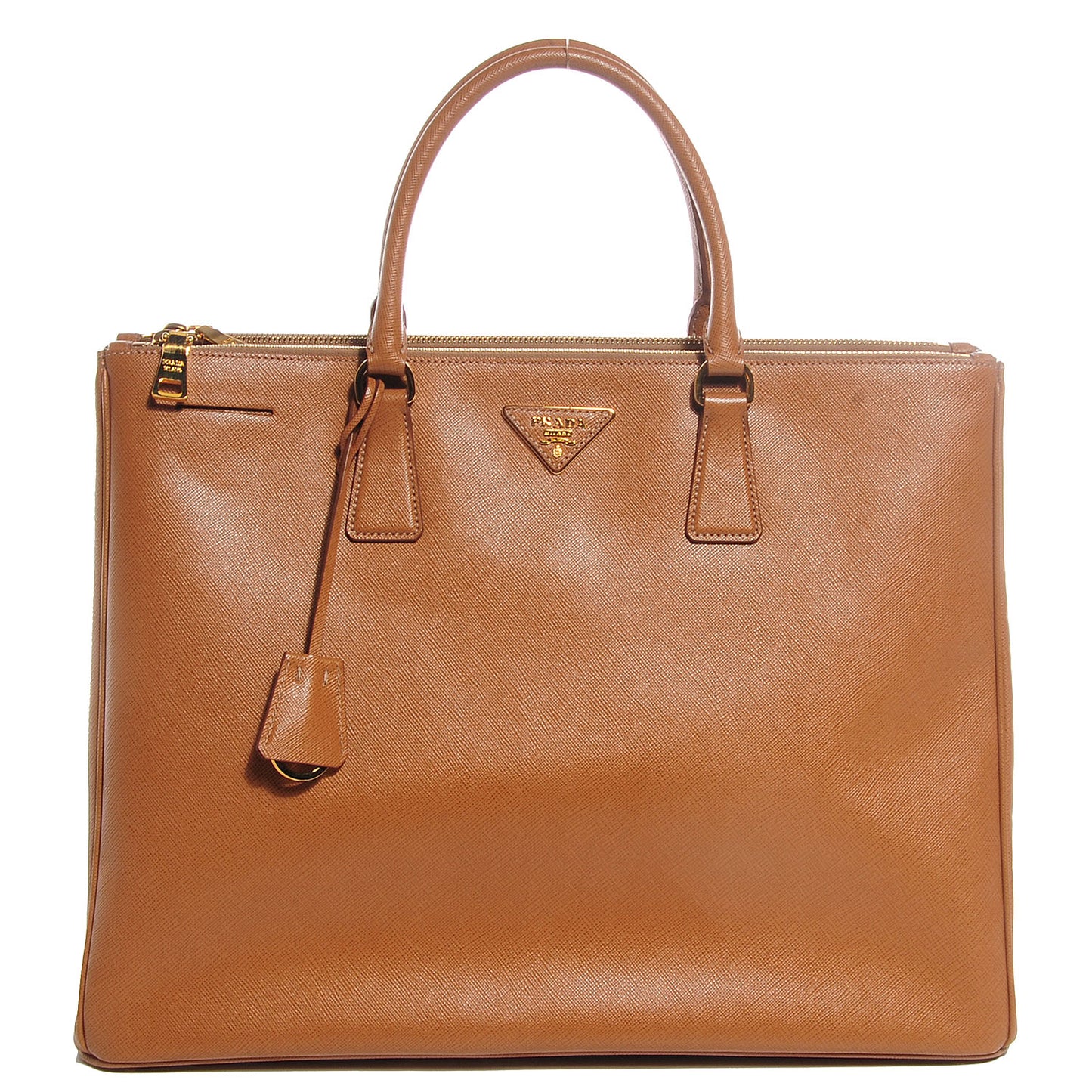 Saffiano Lux Extra Large Galleria Double Zip Tote Caramel