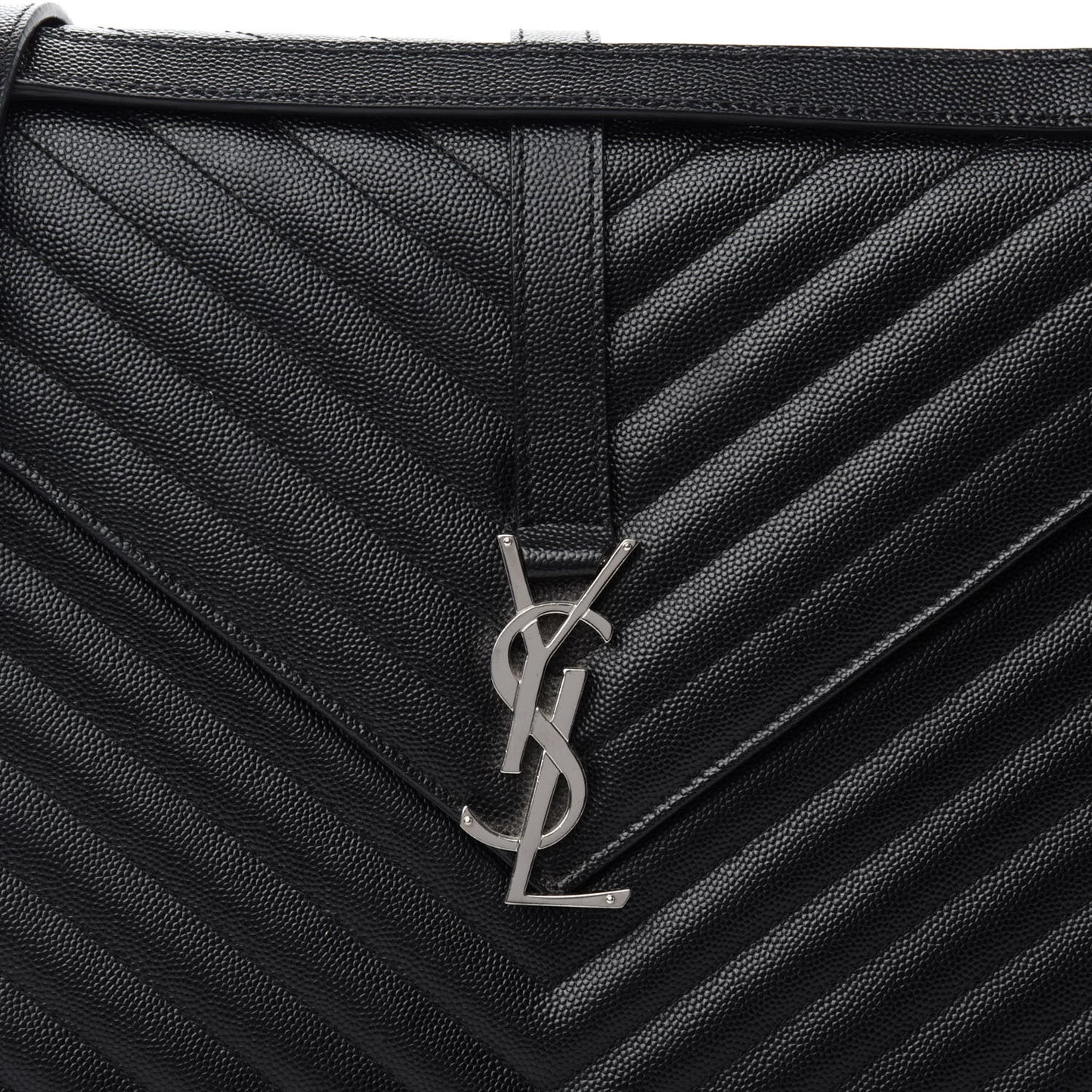 Grain De Poudre Matelasse Chevron Large Monogram Satchel Black