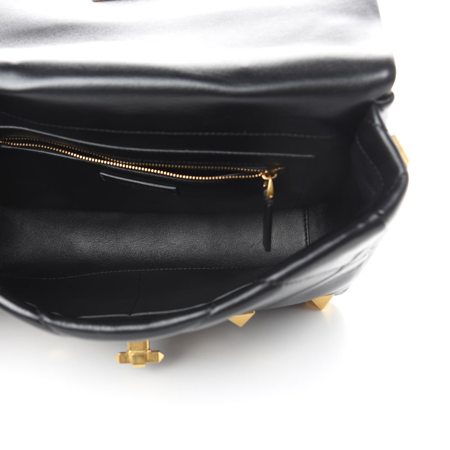 Valentino Garavani Nappa Large Roman Stud Shoulder Bag Black 5 of 10
