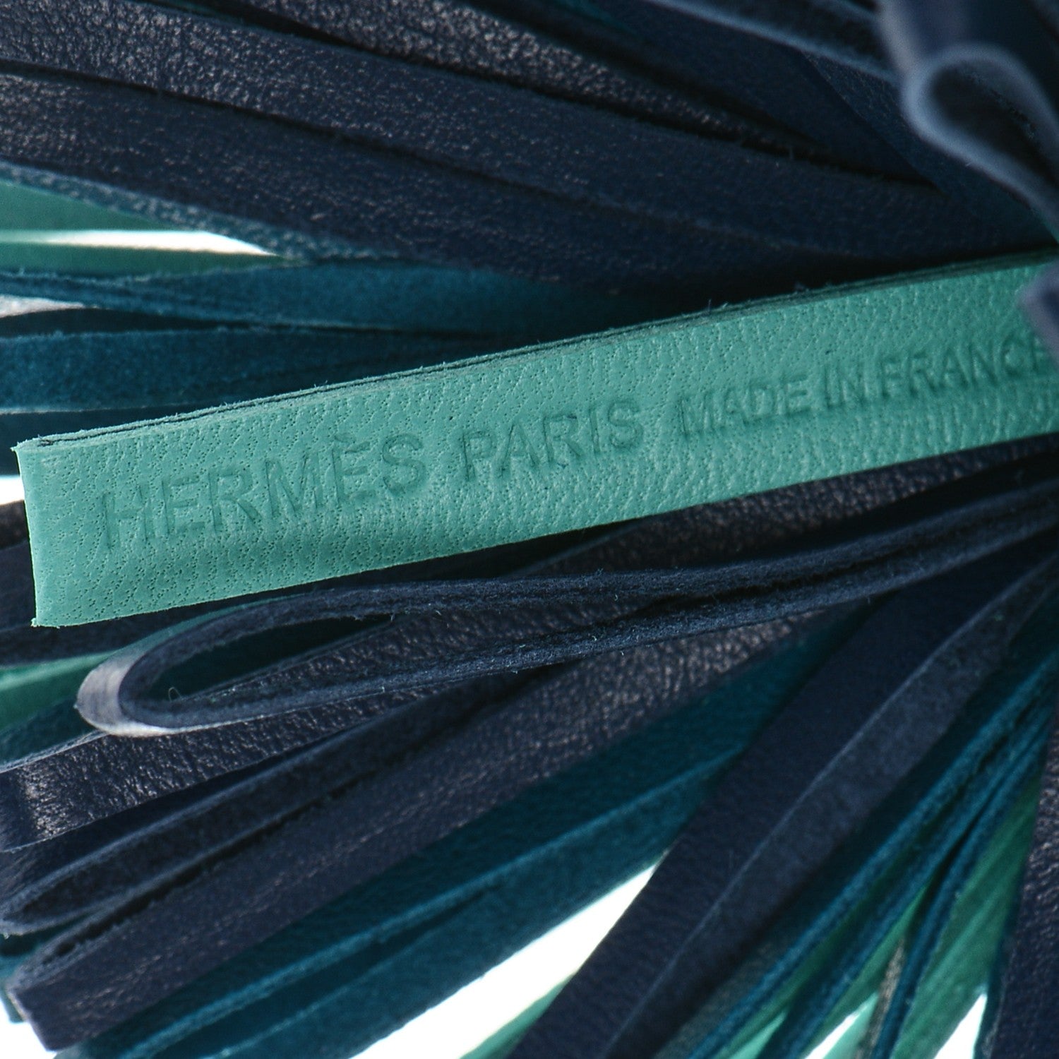 Hermes Lambskin Tri-Color Carmen Tassel Key Holder Bleu Lagoon Bleu Izmir Bleu De Malte 3 of 3