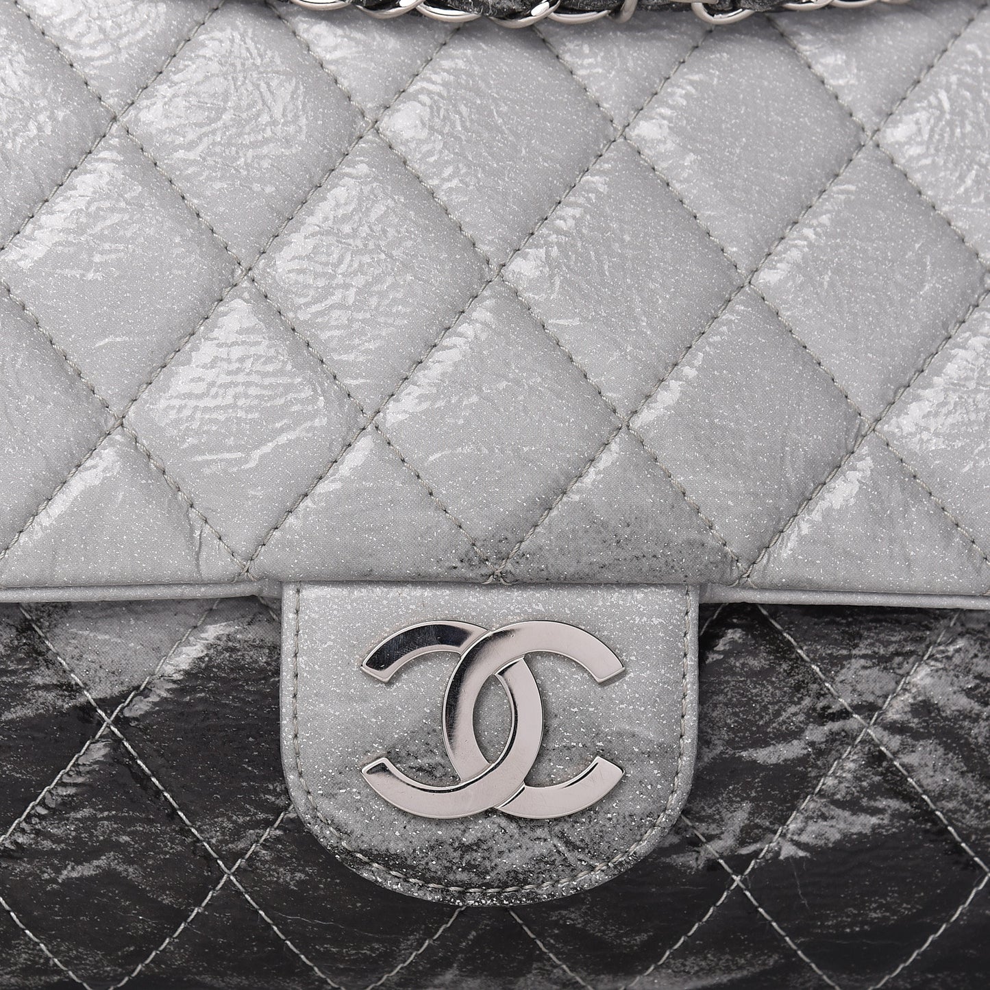 Vinyl Quilted Jumbo Melrose Degrade Flap Black