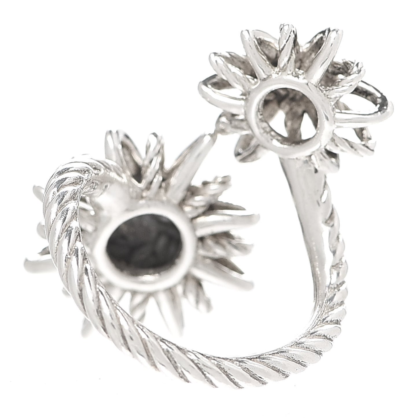 Sterling Silver Diamond 28mm Open Starburst Ring 52 6