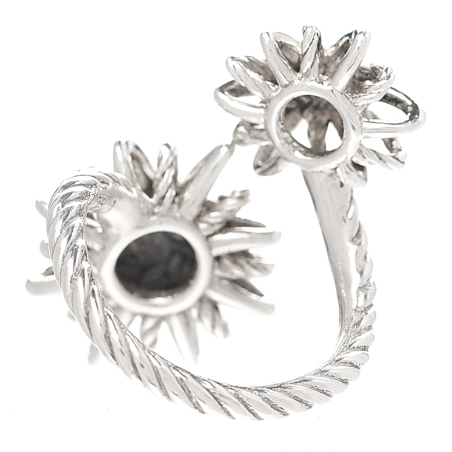 David Yurman Sterling Silver Diamond 28mm Open Starburst Ring 52 6 4 of 5