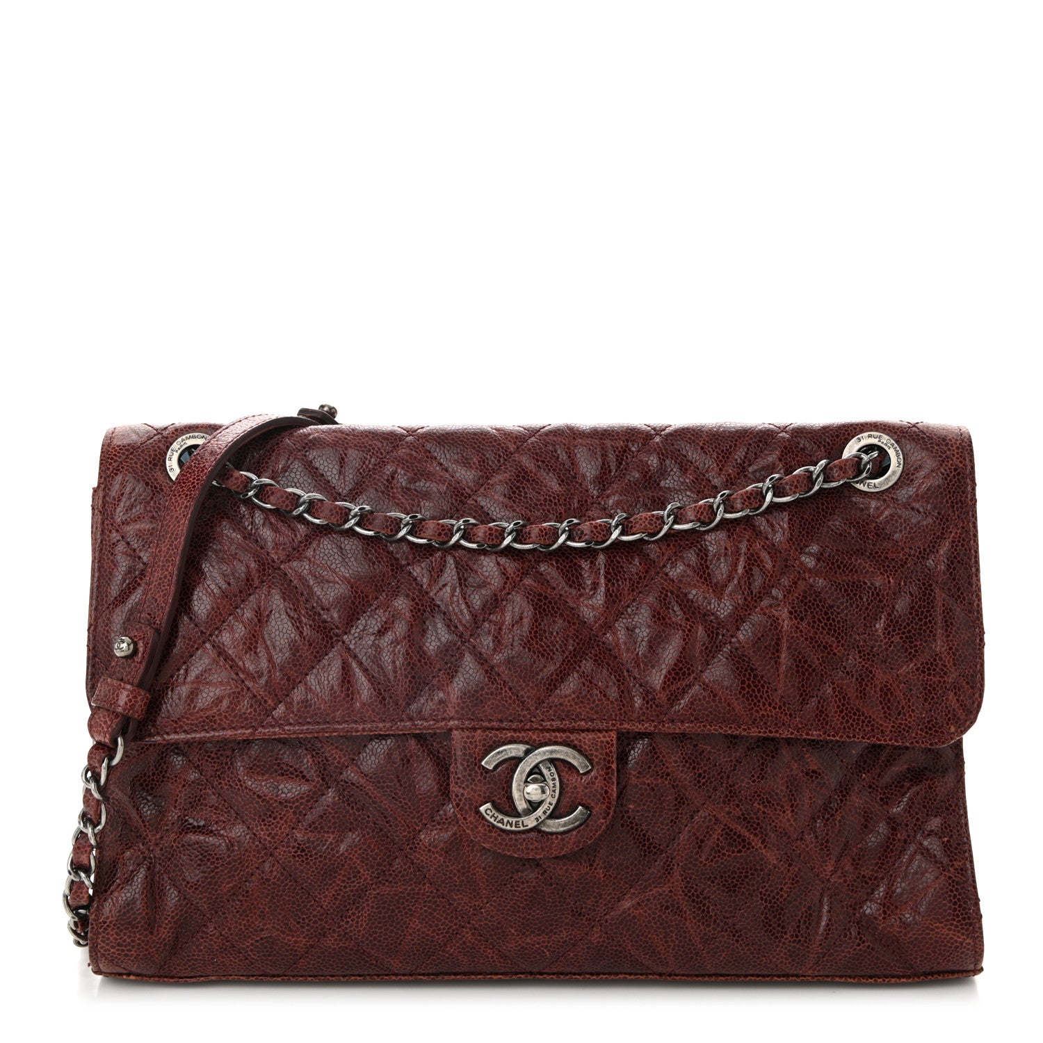 Chanel Crumpled Grained Calfskin Jumbo CC Crave Flap Burgundy 1 of 11