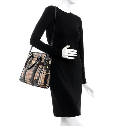 Burberry Haymarket Check Minford Portrait Tote Chocolate 2 of 8