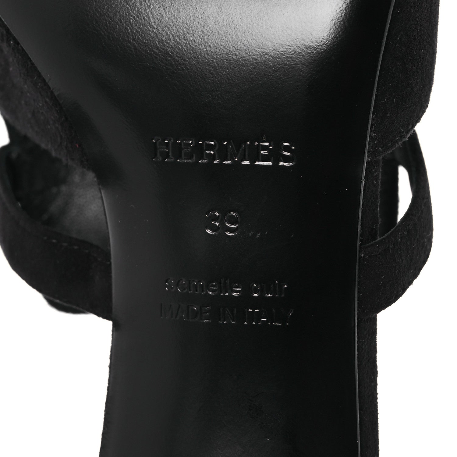 Hermes Suede Goatskin Satin Cute Sandals 39 Black 7 of 11
