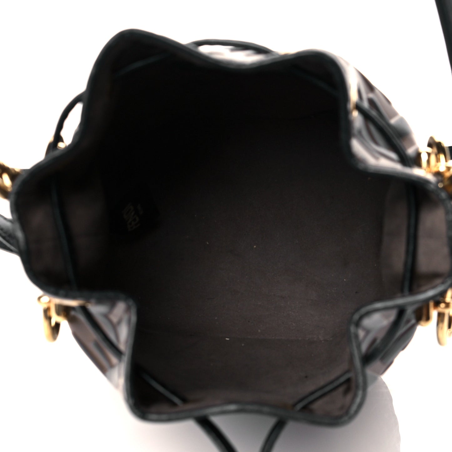 Vitello Liberty F is Fendi Bi-Color FF 1974 Embossed Mini Mon Tresor Bucket Bag Maya Black