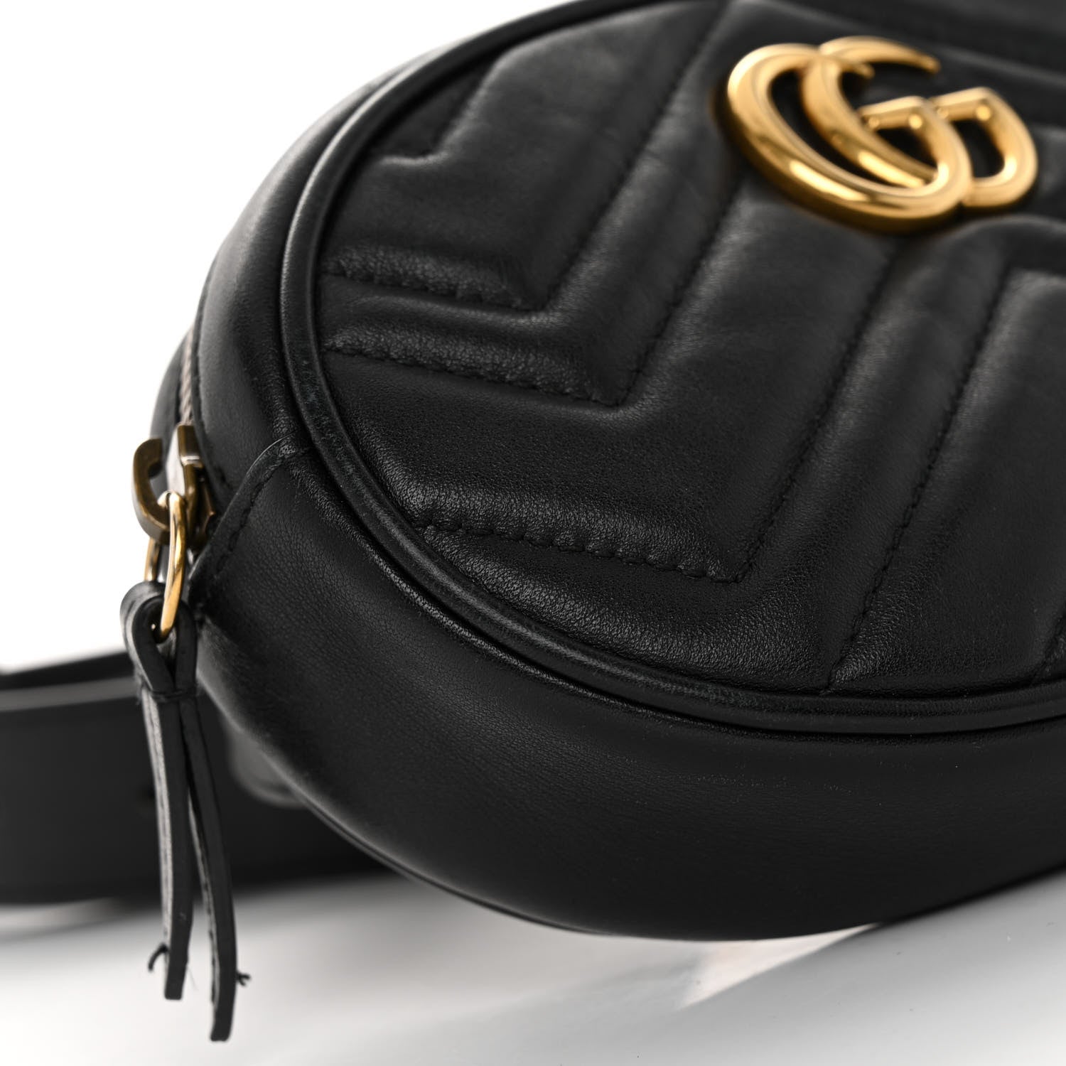 Gucci Calfskin Matelasse GG Marmont Belt Bag 85 34 Black 8 of 10