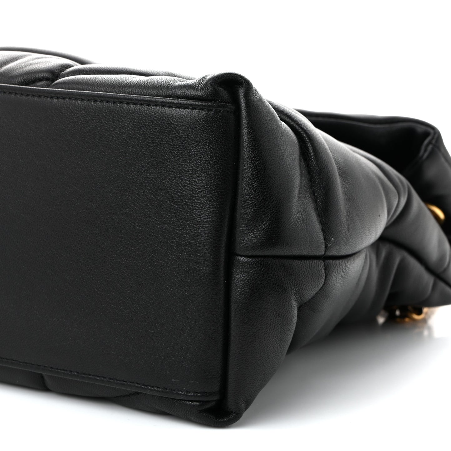 Lambskin Quilted Medium Loulou Puffer Monogram Chain Satchel Black