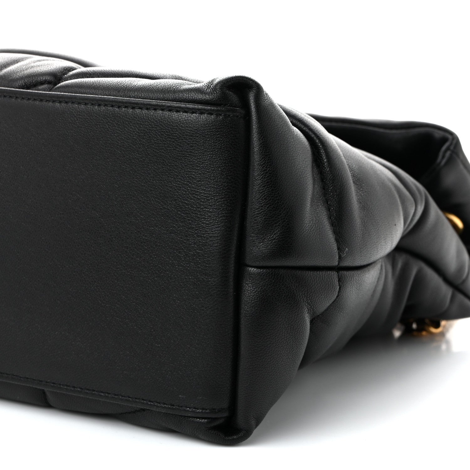 Saint Laurent Lambskin Quilted Medium Loulou Puffer Monogram Chain Satchel Black 10 of 10