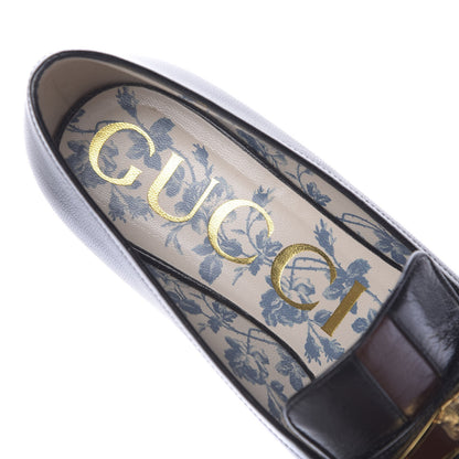 Gucci Goatskin Feline Ginger Loafer Pumps 37 Black Light Brown 8 of 10