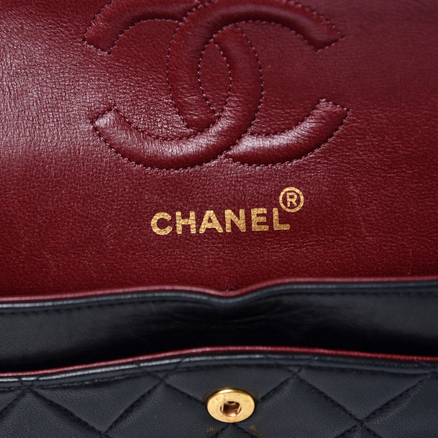 Lambskin Quilted Small Double Flap Black