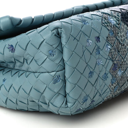 Bottega Veneta Nappa Ayers Embroidered Intrecciato Baby Olimpia Shoulder Bag Blue 9 of 13