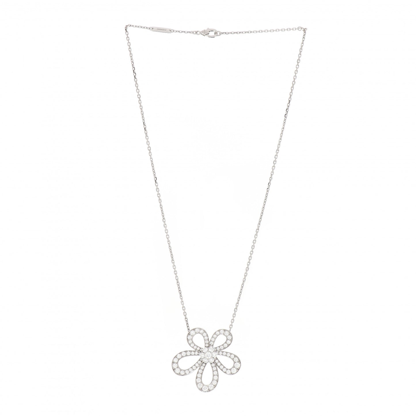18K White Gold Diamond Flowerlace Pendant Necklace