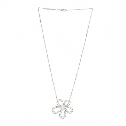 Van Cleef & Arpels 18K White Gold Diamond Flowerlace Pendant Necklace 3 of 5