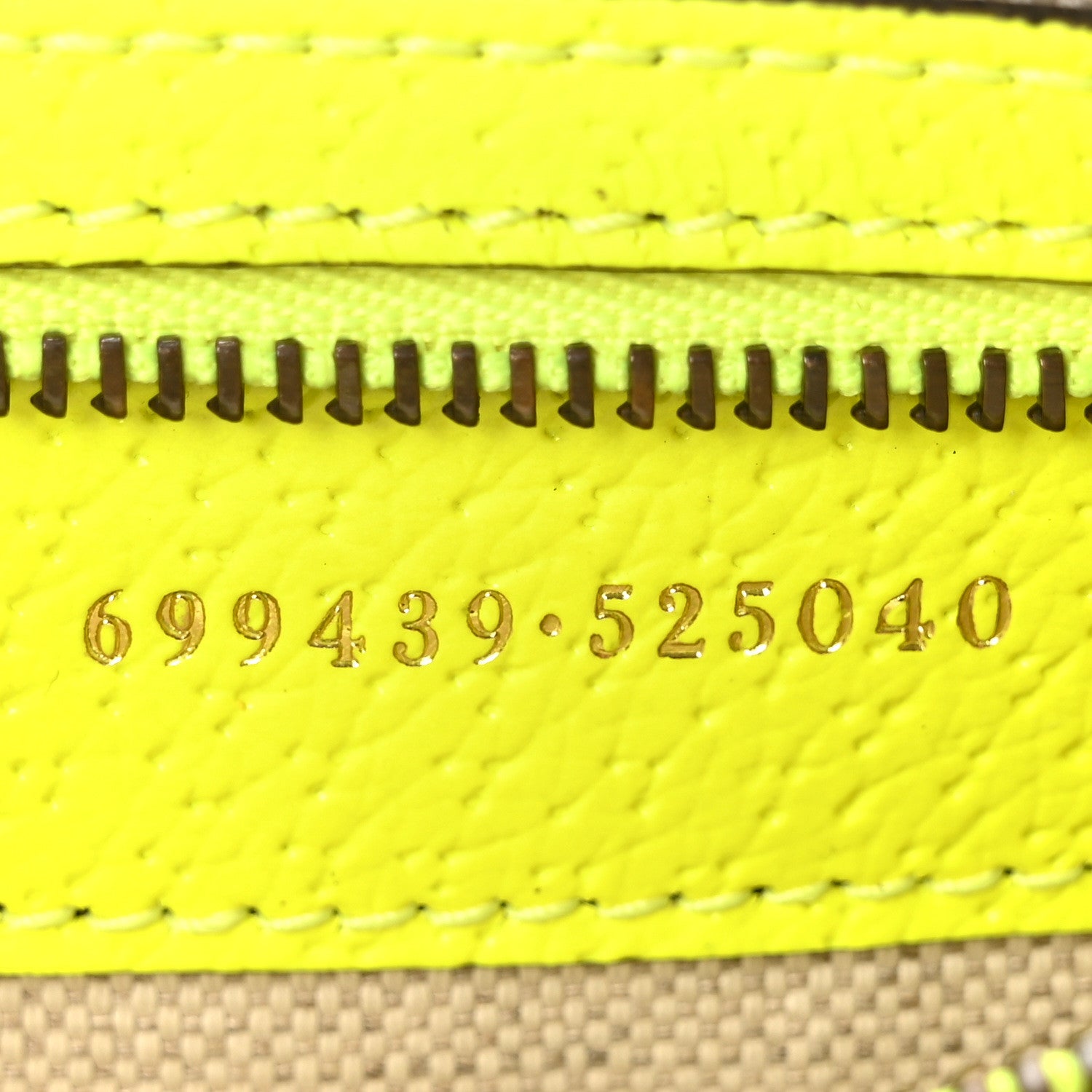 Gucci GG Supreme Monogram Textured Dollar Calfskin Web Ophidia Wristlet Shoulder Bag Beige Ebony Fluo Yellow 7 of 10