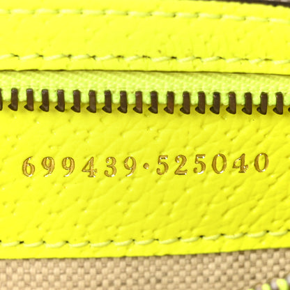 Gucci GG Supreme Monogram Textured Dollar Calfskin Web Ophidia Wristlet Shoulder Bag Beige Ebony Fluo Yellow 7 of 10