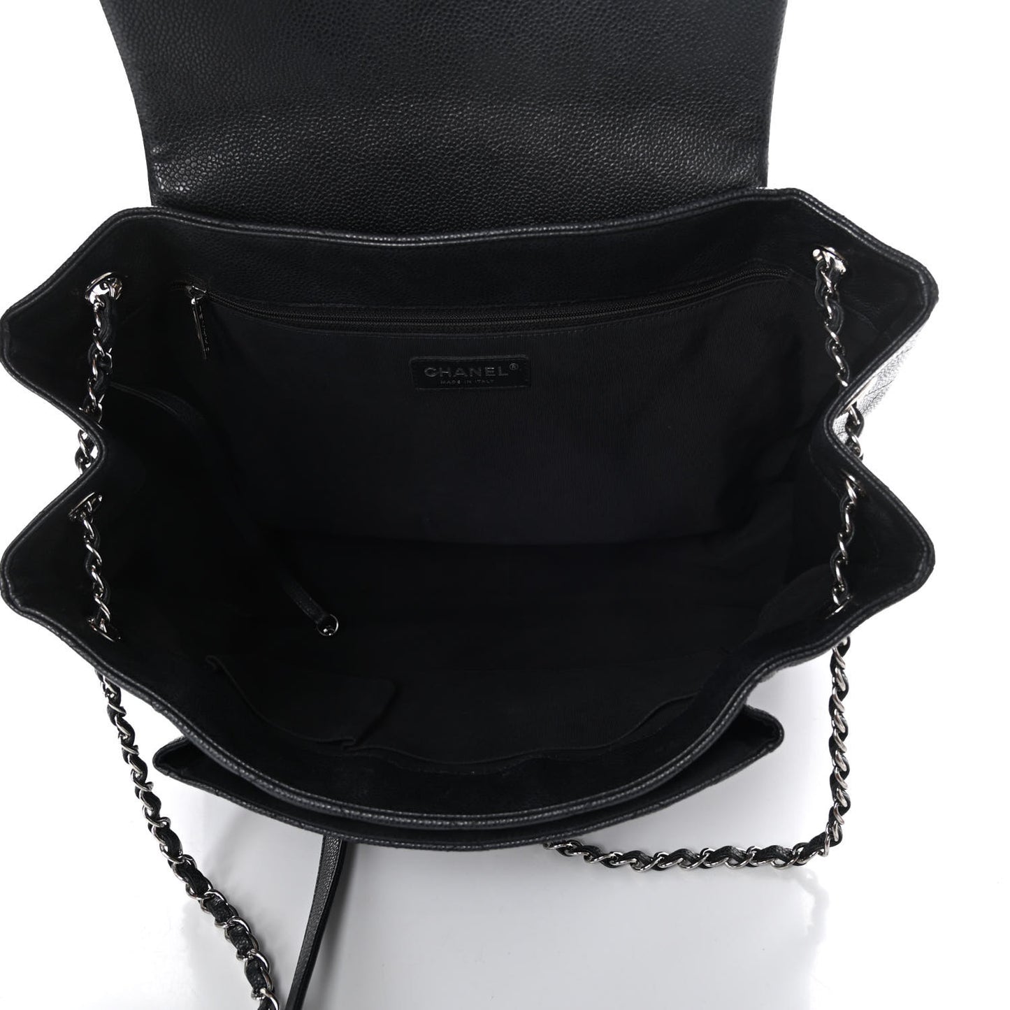 Caviar Quilted Flap Tote Dark Grey