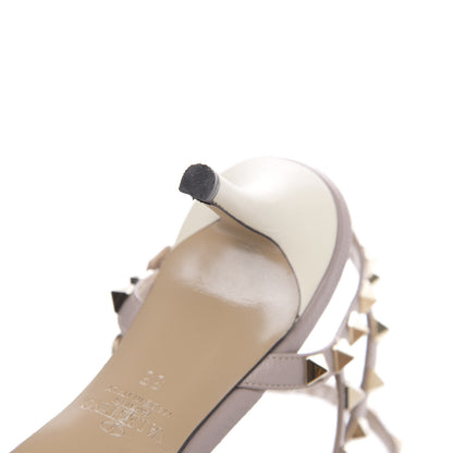 Valentino Garavani Nappa Rockstud Ankle Strap Low Heel Pumps 36 White Winter Poudre 9 of 10