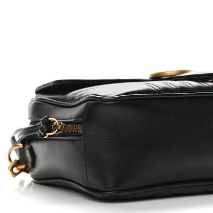 Gucci Calfskin Matelasse Sylvie Web Small GG Marmont Top Handle Shoulder Bag Black 9 of 10