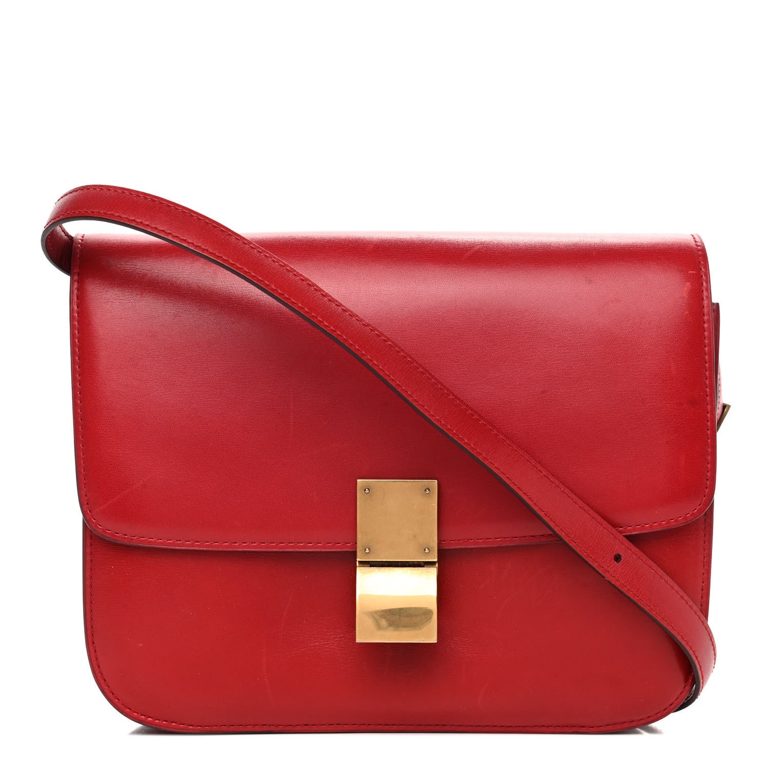 Celine Box Calfskin Medium Classic Box Flap Bag Red 1 of 7