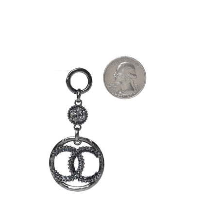 Chanel Crystal CC Hoop Drop Earrings Ruthenium 2 of 5