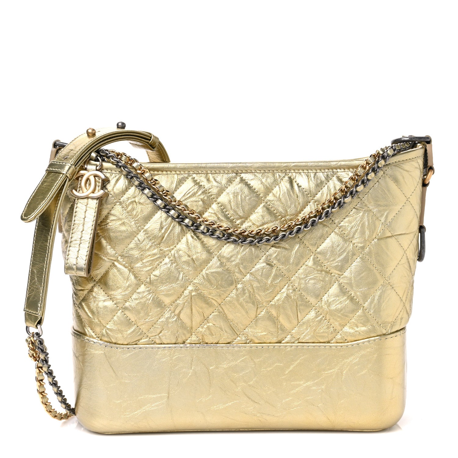 Chanel Metallic Aged Calfskin Quilted Medium Gabrielle Gold 1 of 10