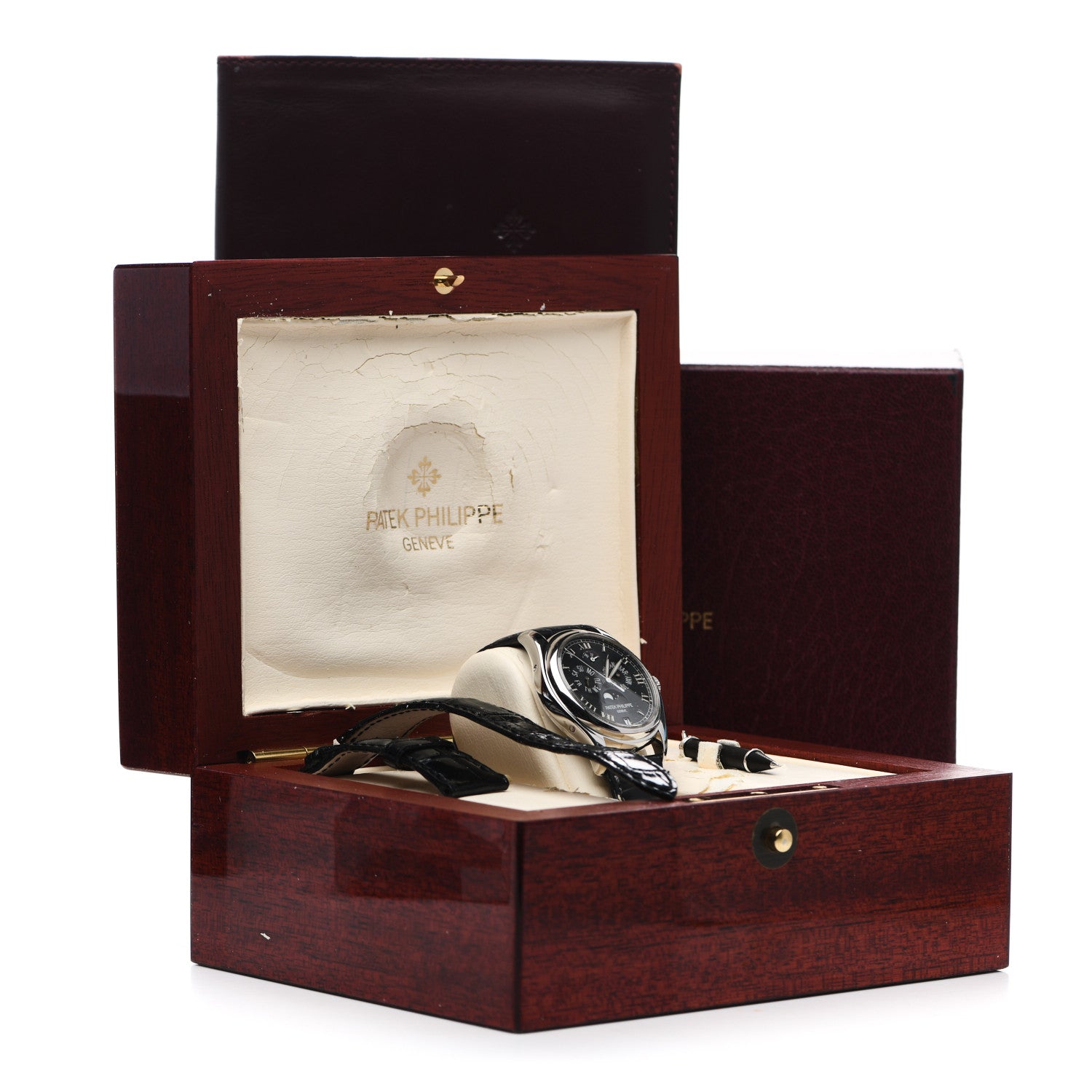 Patek Philippe Platinum Crocodile 37mm Annual Calendar Moonphase Automatic Watch Black 5056P-001 6 of 6